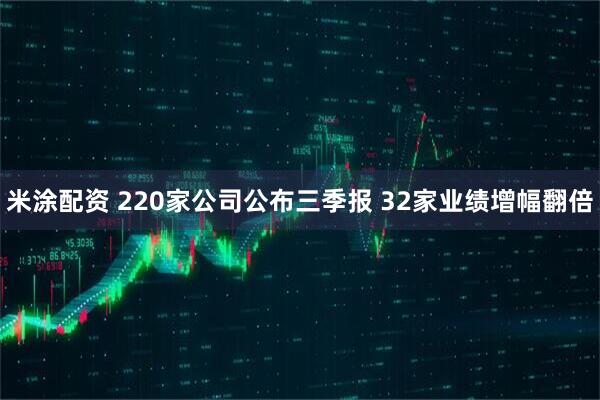米涂配资 220家公司公布三季报 32家业绩增幅翻倍